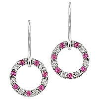 Pink and white sapphire white gold drop earrings