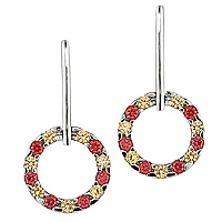 Orange and yellow sapphire white gold drop earrings