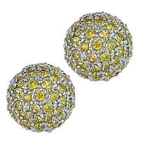 Yellow sapphire white gold stud earrings
