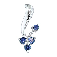 Blue sapphire white gold flower pendant